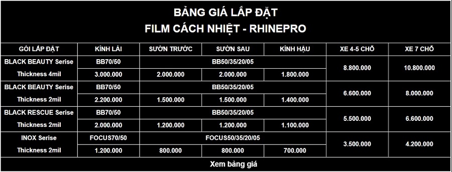 Chi phí dán kính chống nắng ô tô